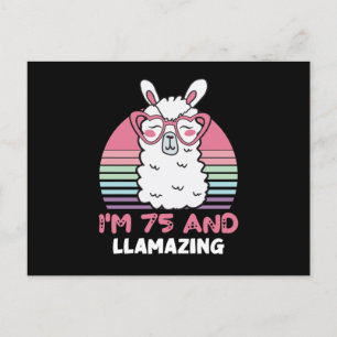 Cartão Postal Aniversário de 75 anos Llamazing Llama Presente de