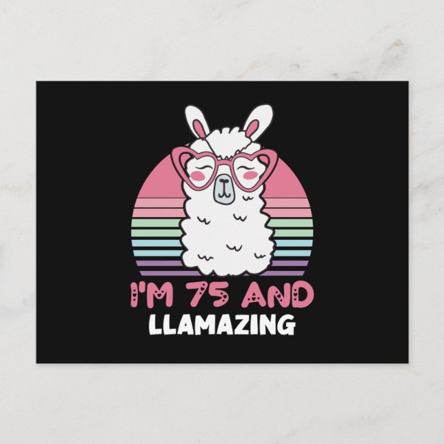 Cartão Postal Aniversário de 75 anos Llamazing Llama Presente de (Frente)