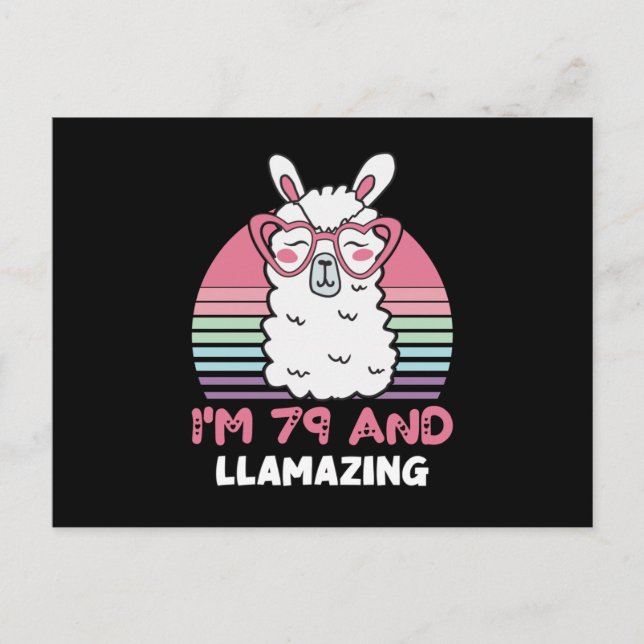 Cartão Postal Aniversário de 79 anos Llamazing Llama Presente de (Frente)