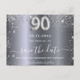 Cartão Postal aniversário de 90 anos prata brilhante salvar a da