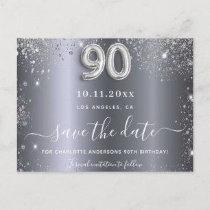 Cartão Postal aniversário de 90 anos prata brilhante salvar a da