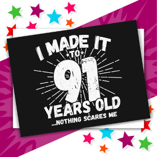 Cartão Postal Aniversário de 91 Anos Sarcástico Meme Engraçado