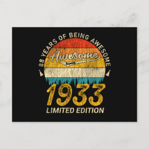 Cartão Postal Aniversário de 92 Anos 1933 Presente Incrível de A