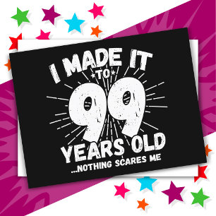 Cartão Postal Aniversário de 99 Anos Engraçado com Meme Sarcásti