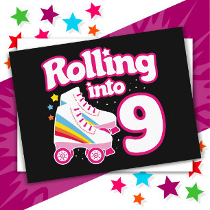 Cartão Postal Aniversário de 9 anos de patinação no gelo 9 anos 