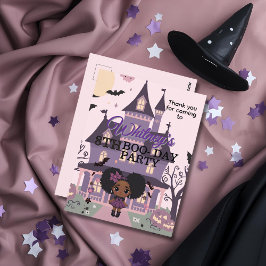 Cartão Postal Aniversário de afro-puff gno Spooky