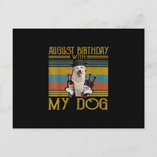 Cartão Postal Aniversário de Agosto com meu cachorro Great Pyren