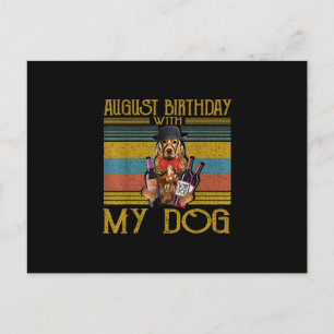 Cartão Postal Aniversário de Agosto com meu cachorro Setter Irla