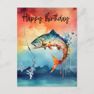 Cartão Postal Aniversário de amantes da pesca 