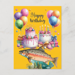 Cartão Postal Aniversário de amantes de pesca