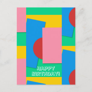 Cartão Postal Aniversário de Arte Abstrata Elegante Personalizad
