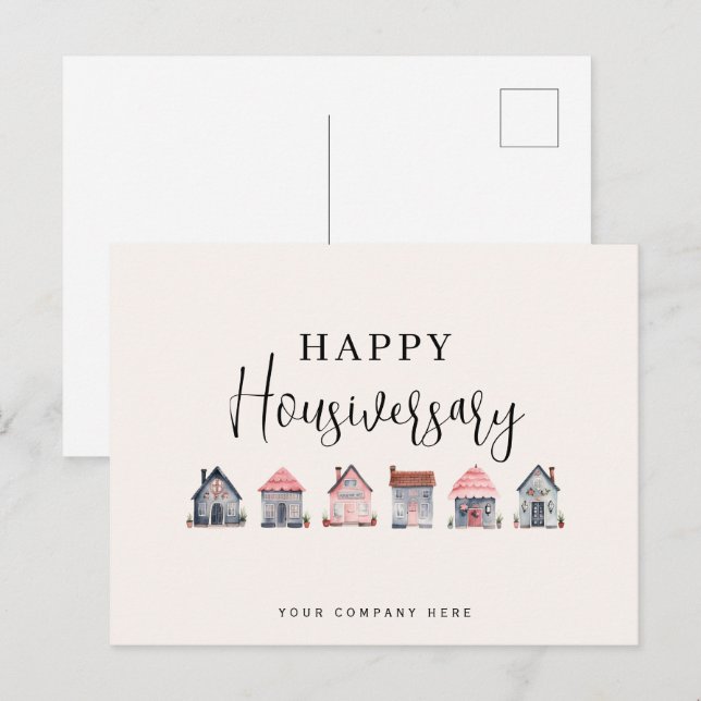 Cartão Postal Aniversário de Casa Imobiliária (Frente/Verso)