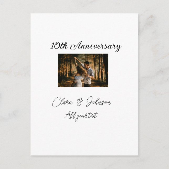 Cartão Postal Aniversário de casamento adicionar nome ano imagem (Frente)