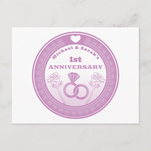Cartão Postal Aniversário de casamento com visual em renda para  (Frente)