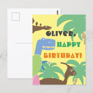 Cartão Postal Aniversário de criança Abstrato Jurrasic Dino Dino