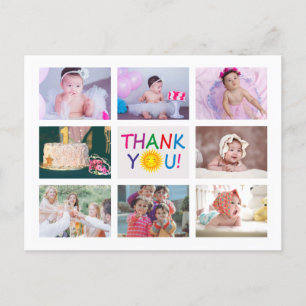 Cartão Postal Aniversário de criança de Colagem de Fotos Moderna