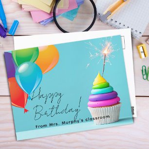 Cartão Postal Aniversário de criança do professor