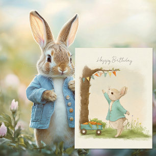 Cartão Postal Aniversário de criança e Jogo do Peter Rabbit