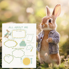 Cartão Postal Aniversário de criança e Jogo do Peter Rabbit