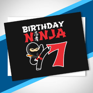 Cartão Postal aniversário de criança Ninja - Tema de Partido com