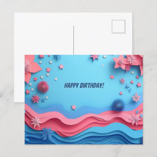 Cartão Postal Aniversário de Fogos de Artifício Coloridos em Rec