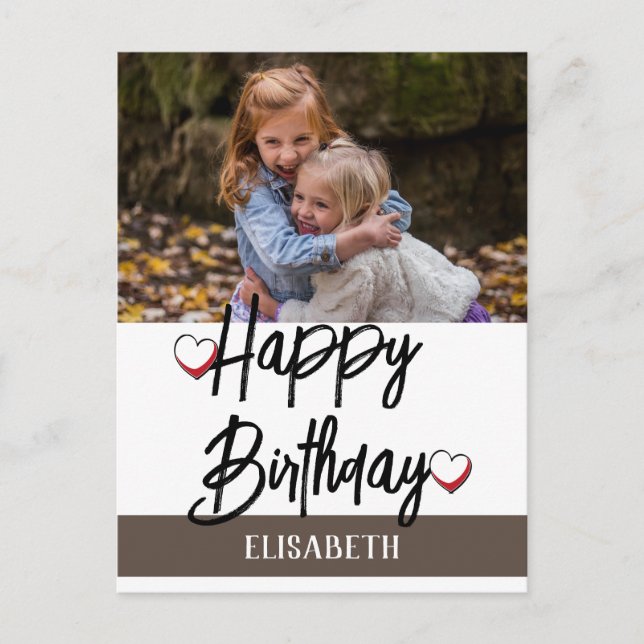 Cartão Postal Aniversário de Foto da Família Personalizada Simpl (Frente)