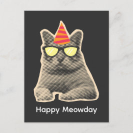 Cartão Postal Aniversário de gato engraçado