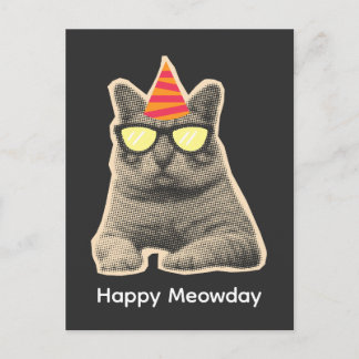 Cartão Postal Aniversário de gato engraçado