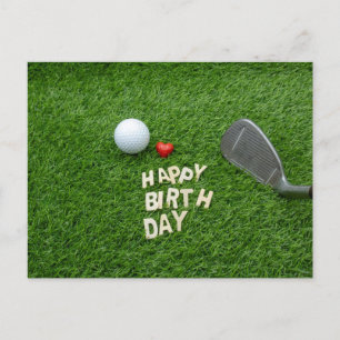 Cartão Postal Aniversário de golfe com amor e bola de golfe & Sa