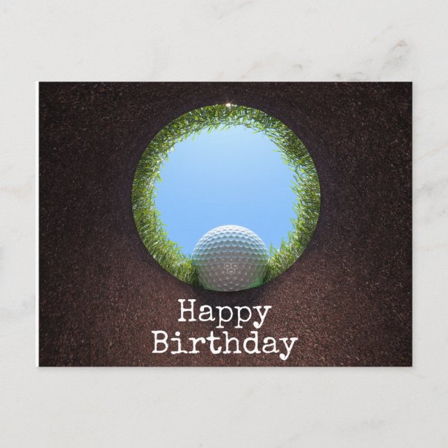 Cartão Postal Aniversário de golfe com tema de golfe (Frente)