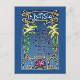 Cartão Postal Aniversário de Julho Rubi e Goldenrod