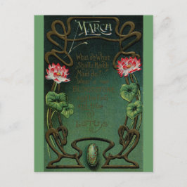 Cartão Postal Aniversário de Março com Lotus e Bloodstone