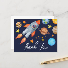 Cartão Postal Aniversário de nave espacial Obrigado