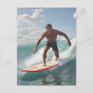 Cartão Postal Aniversário de Surfista