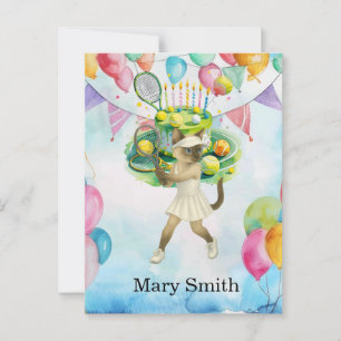 Cartão Postal Aniversário de tênis temático para amantes de Gato