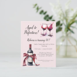Cartão Postal Aniversário de Vinho Personalizável Envelhecido
