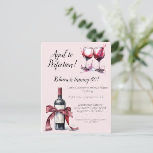 Cartão Postal Aniversário de Vinho Personalizável Envelhecido