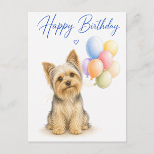 Cartão Postal Aniversário de Yorkshire Terrier