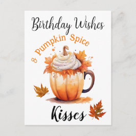 Cartão Postal Aniversário Deseja e Pumpkin Spice Kisses