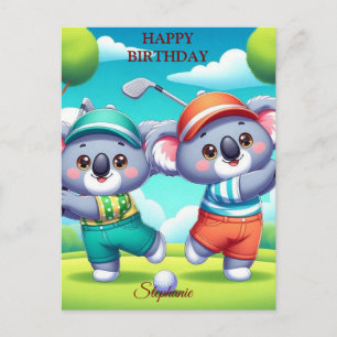 Cartão Postal Aniversário Divertido Amantes de Bola de Golfe