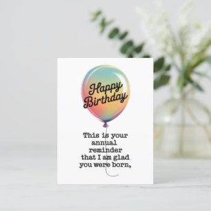 Cartão Postal Aniversário Divertido Estou Feliz Que Você Nasceu 