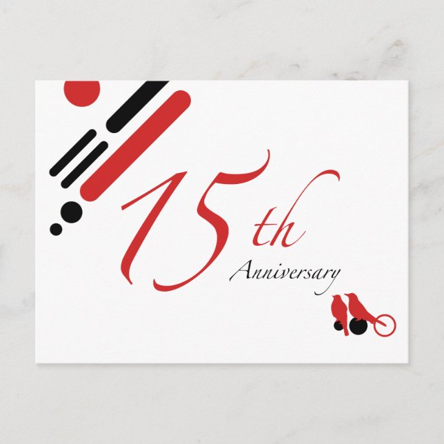 Cartão Postal Aniversário do 15 (aves mod) (Frente)