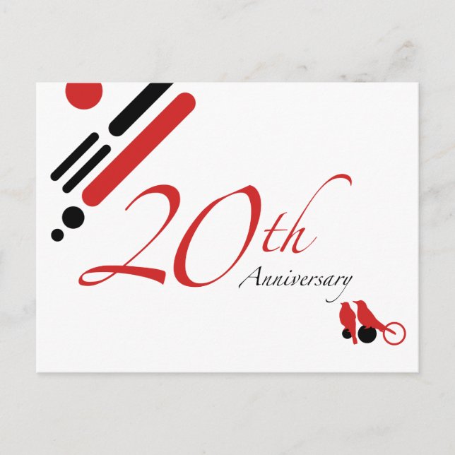 Cartão Postal Aniversário do 20 (aves mod) (Frente)