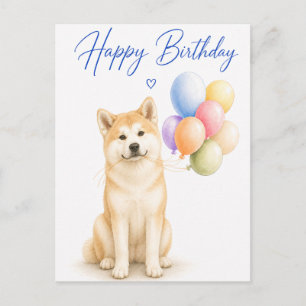 Cartão Postal Aniversário do Akita