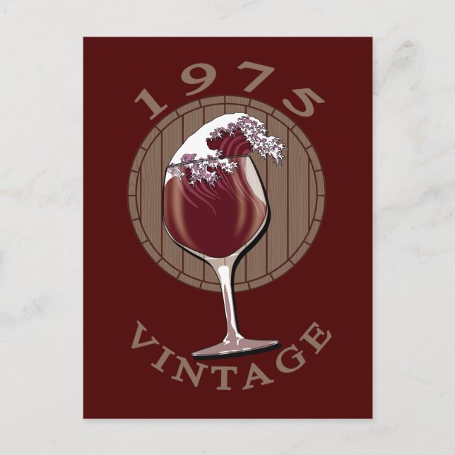 Cartão Postal Aniversário do Amante de Vinho - Safra de 1975 (Frente)