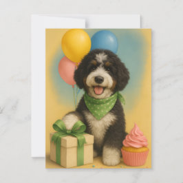 Cartão Postal Aniversário do Bernadoodle