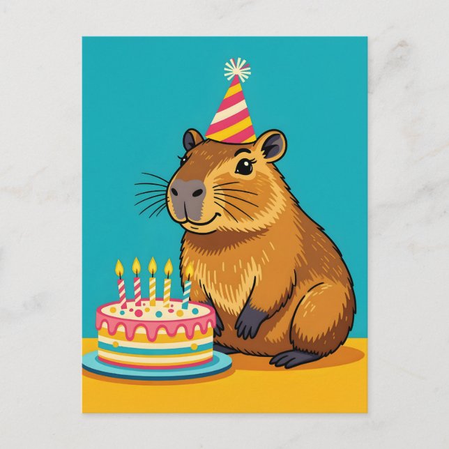 Cartão Postal Aniversário do Capivara Minimalista (Frente)