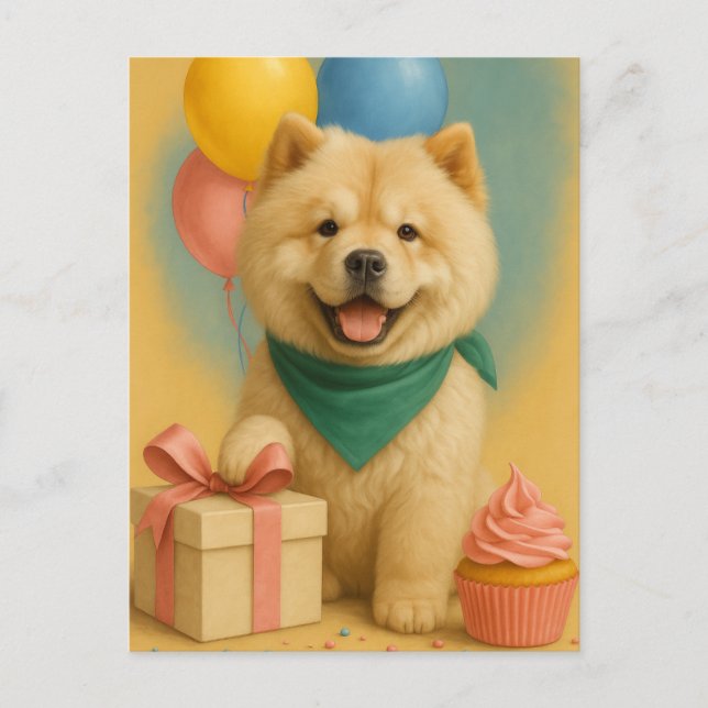 Cartão Postal Aniversário do Chow Chow (Frente)