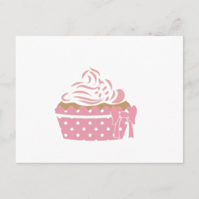Cartão Postal Aniversário do Cupcake Rosa (Frente)