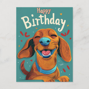 Cartão Postal Aniversário do Dachshund